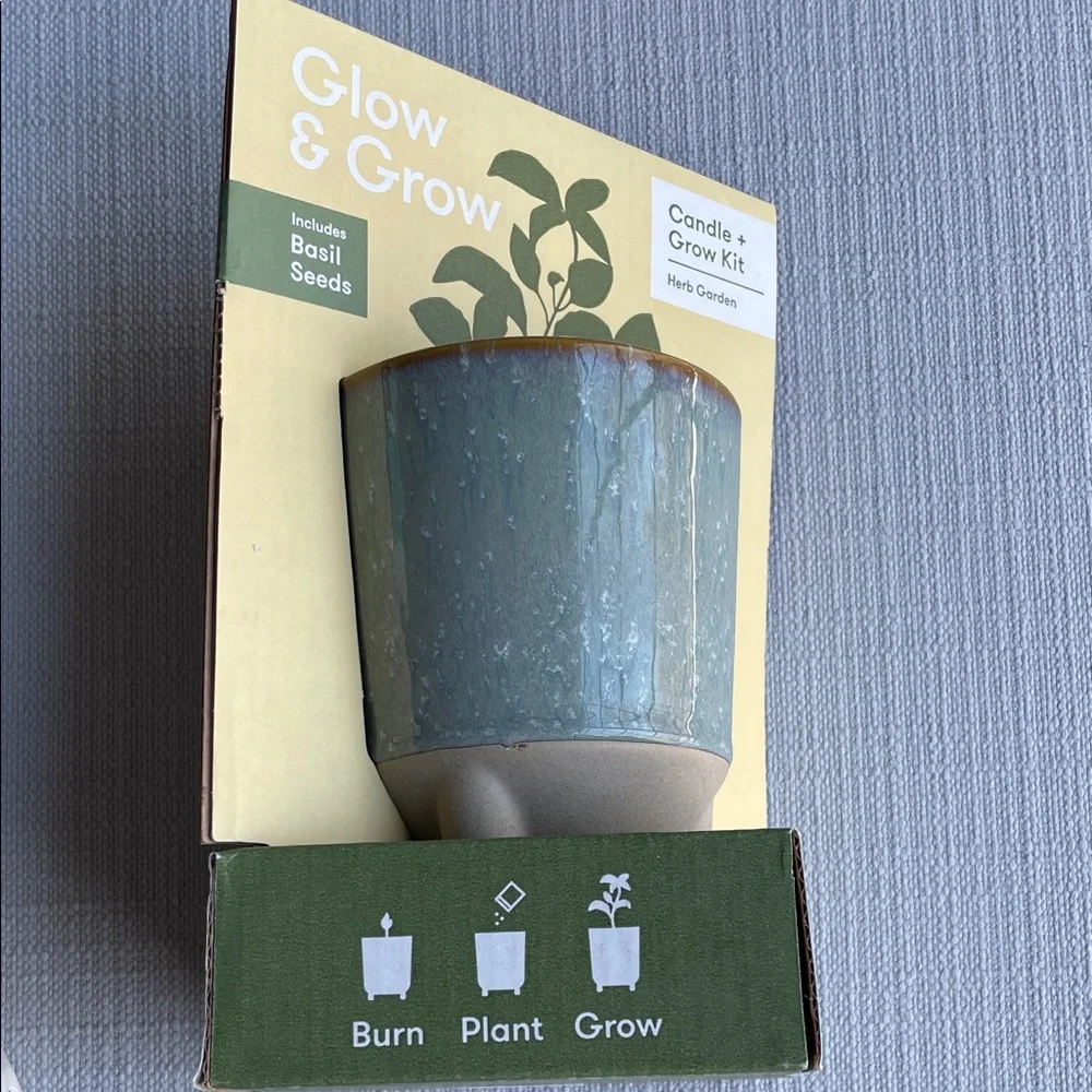 Modern sprout glow & grow Candle + grow kit herb garden
